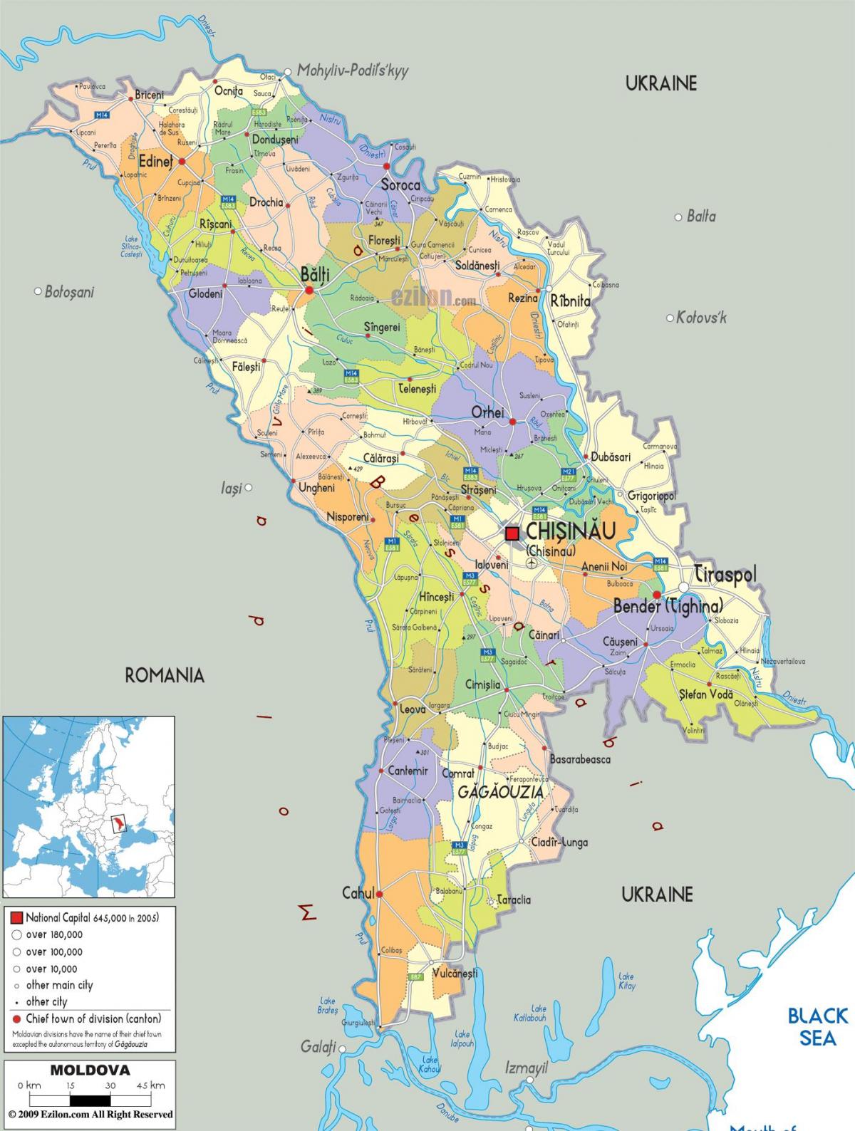 Mapa tiraspol Moldavsko