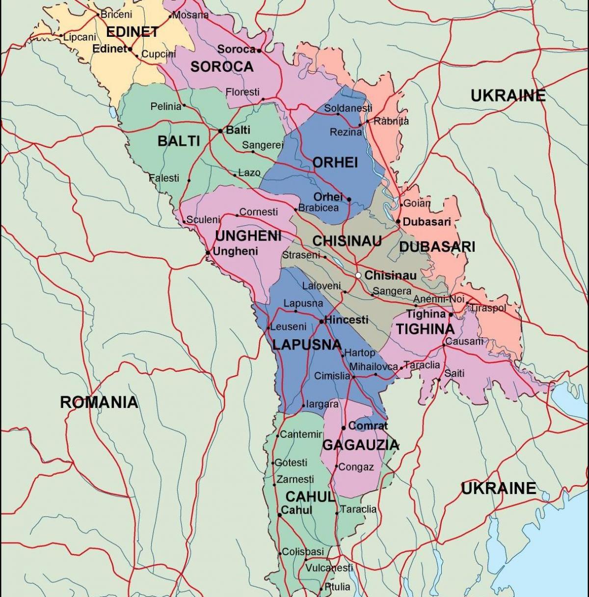 Mapa Moldavsko politické