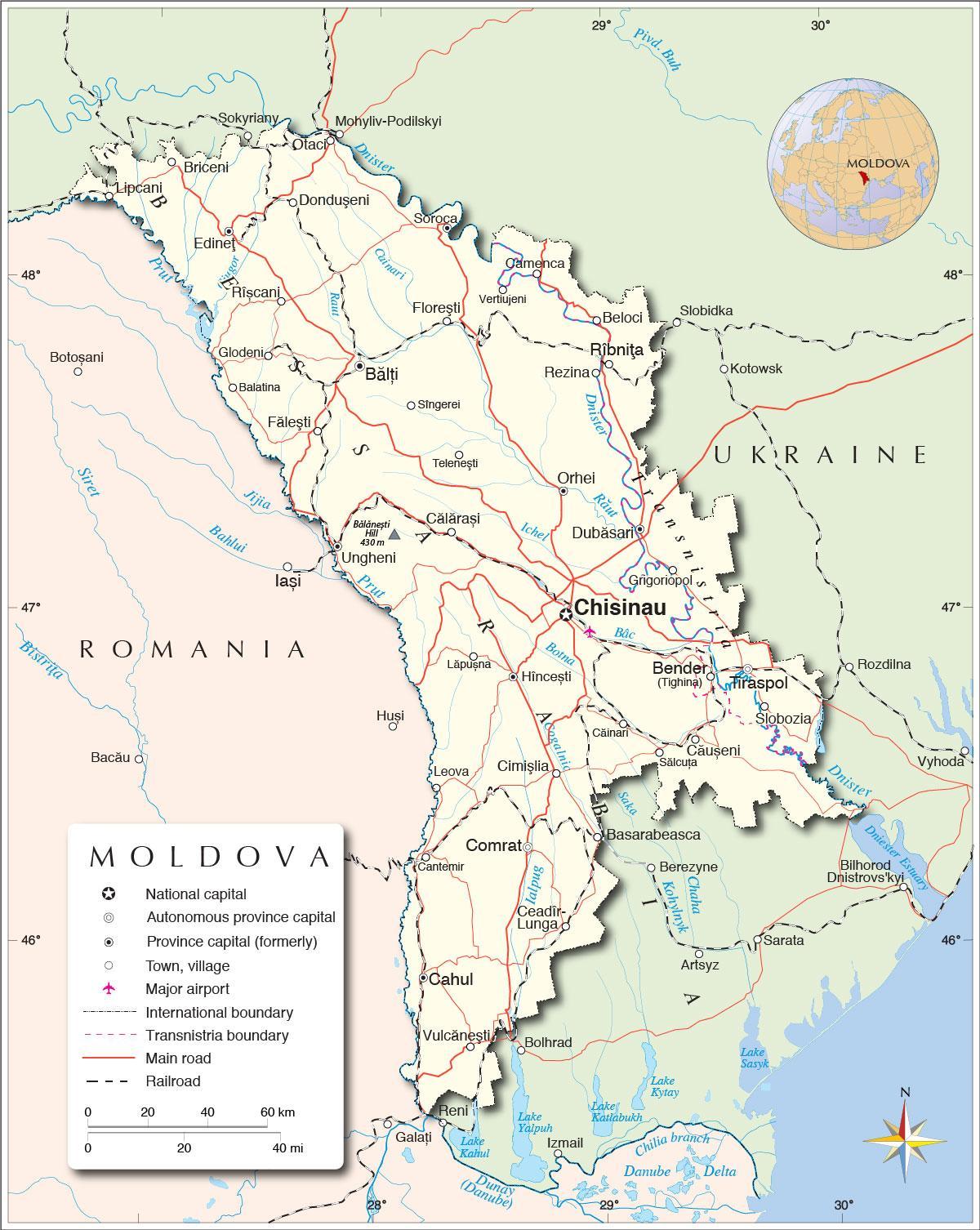 Mapa Moldavskej republiky